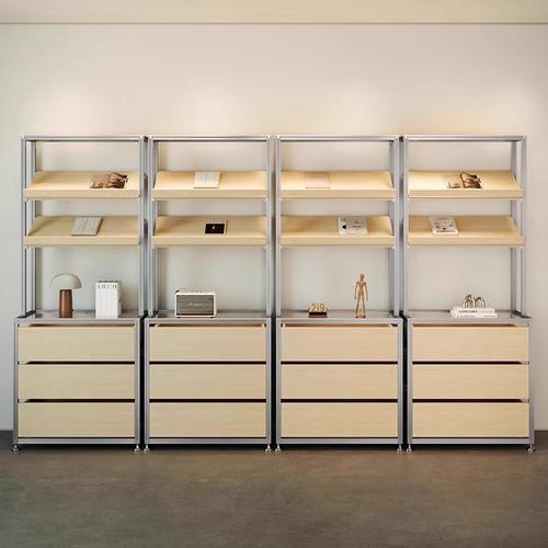 桦木海洋板铝型材展览书架产品样品展示架货架饰品化妆品陈列柜